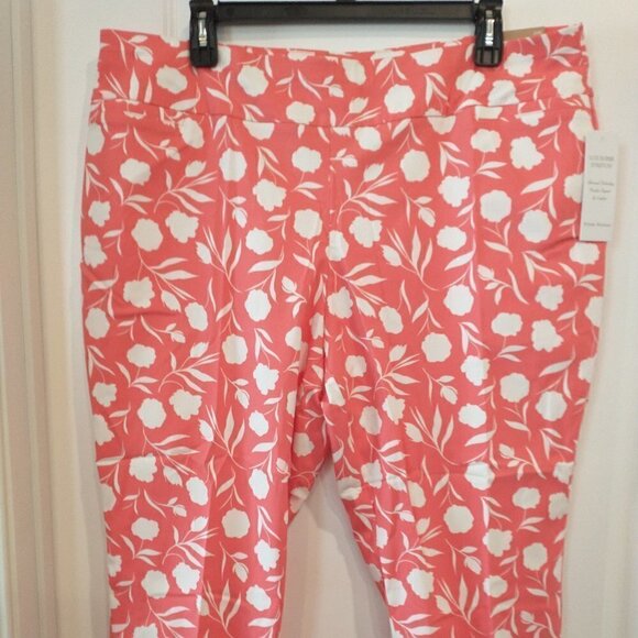 Cooper & Ella Pull On Cropped Pants Womens Plus Size 22W Coral/White NWT - Picture 2 of 10